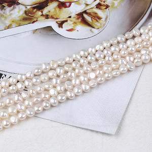 Perla de Agua Dulce Natural de Zhuji, Perla Barroca Suelta de 6-7 mm con Orificio Lateral Ligero para Joyería DIY - Product Image 3