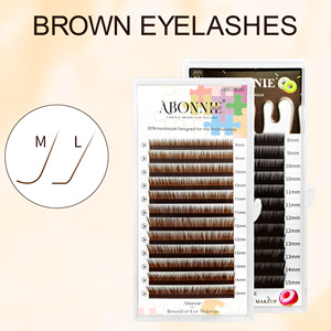 ขนตาปลอม Abonnie รุ่น L/M Curl สีน้ำตาล ขนาด 8-15 มม. ทำด้วยมือ นุ่มเป็นธรรมชาติ สำหรับมืออาชีพ - Product Image 3