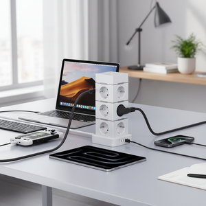 NOUVEAU Multiprise tour <span class=keywords><strong>Suoma</strong></span> Corée/Allemagne CE KC à 12 prises avec câble d'alimentation multiple et ports USB-A 1USB-C PD25W - Product Image 4