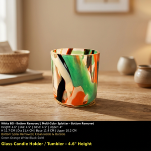 Porte-bougie rond en verre fait main, multicolore, effet éclaboussures, verre transparent pour décoration intérieure et fabrication de bougies - Product Image 3
