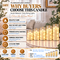 Bougies LED sans flamme à piles avec guirlandes lumineuses intégrées, pilier en plastique, minuterie, télécommande, décoration de Noël pour chambre à coucher