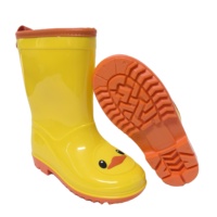 Bottes de pluie imperméables en PVC pour enfants Canard de dessin animé jaune