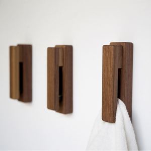 Solid Wood Adhesive <b>Hooks</b> Wall-Mounted Storage Rack for Coats Hats Clothes in Bedroom Handmade Wooden Display <b>Shelf</b> - Product Image 1