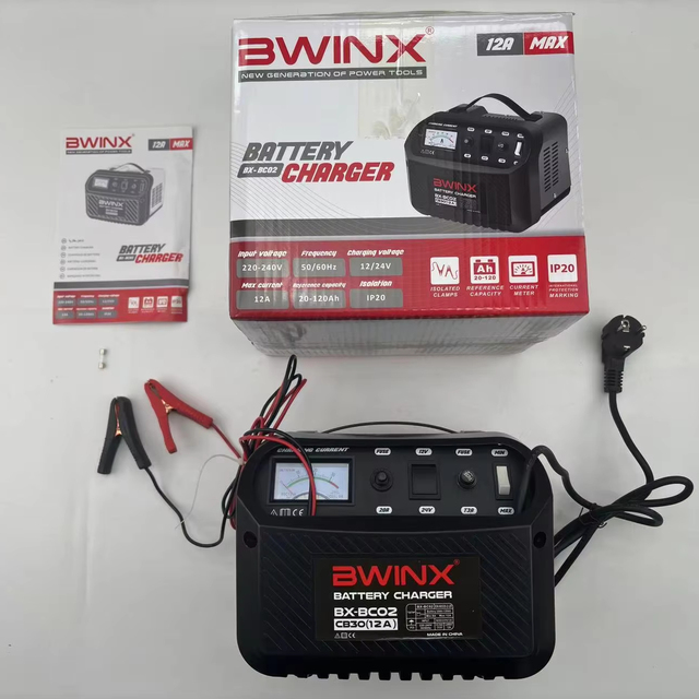 BWINX Battery Charger 12A Input 220-240v 50/60Hz 12/24v Emergency Power Supply Car 20-120Ah