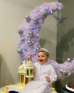 Ourwarm Eid Mubarak White Star and Moon Led Eid Tree Decorations Arbre Lune Crescent Ramadan Moon Tree - Product Image 4