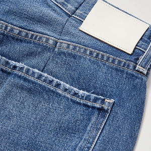 <span class=keywords><strong>Pantalon</strong></span> en denim coupe banane à jambe en jean bleu délavé OEM pour femmes - Product Image 4