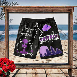 Shorts d'été respirants de haute qualité pour hommes, couleur prune, uni, écologiques, style streetwear, imperméables, taille élastique, service OEM - Product Image 3