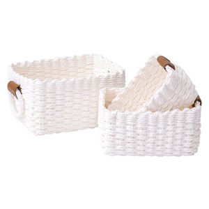 Panier de rangement tissé blanc organisateur maison décorative papier corde panier de rangement conteneurs bacs - Product Image 5
