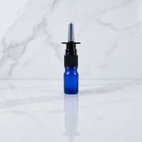 Flacon pulvérisateur nasal en verre de 5 ml (0,16 oz) pour soins personnels, format voyage, brume fine, ambre bleu, pompe noire 18/410, sérigraphie