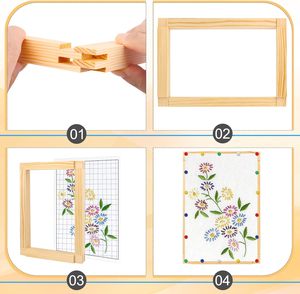 Kit <span class=keywords><strong>de</strong></span> Cadres à Broderie en Bois pour Point <span class=keywords><strong>de</strong></span> Croix, 32 Pièces, 16 Ensembles, 8 Tailles avec 100 Tiges, pour Toile <span class=keywords><strong>de</strong></span> Broderie - Product Image 5