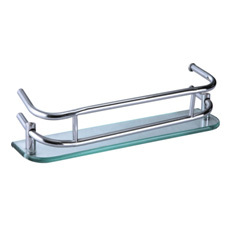 Étagère d'angle <span class=keywords><strong>murale</strong></span> en <span class=keywords><strong>verre</strong></span> pour salle de bain d'hôtel moderne avec design en forme d'éventail, finition chromée écologique - Product Image 4
