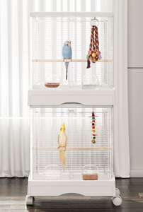 Gabbie per Uccelli <span class=keywords><strong>Decorative</strong></span> di Lusso Stile Villa a Fili Orizzontali per Uccelli Pappagalli Piccioni Classiche in Ferro con Bottone in Plastica Solide Calde e Traspiranti - Product Image 5