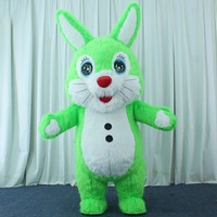 QUTENG Costume de mascotte gonflable en peluche lapin rouge mignon de 2,6 m en coton pour événements Mardi Gras/Carnaval, unisexe pour adultes