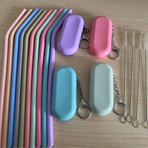 <span class=keywords><strong>Pajillas</strong></span> Reutilizables Delgadas de Silicona en Varios Colores, sin Pigmentos, con Bolsas, Venta al Por Mayor - Product Image 1