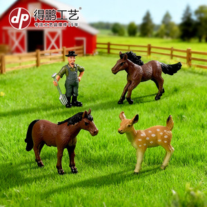 Figurines d'animaux de ferme miniatures en PVC, ensemble cadeau artisanal avec cheval, cerf, fermier, licorne pour décorations de paysage DIY - Product Image 4