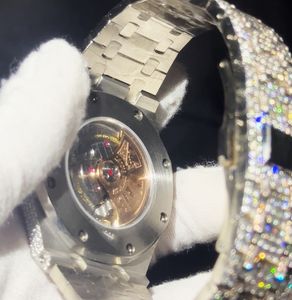 VVS D Color Moissanite Reloj Totalmente Automático Mecánico Movimiento Suizo Lujo Busto Abajo Reloj Diseñador Hip Hop Reloj - Product Image 6