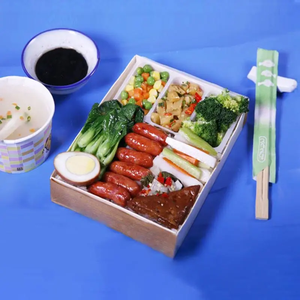 Caja plegable de comida rápida desechable sin terminar <span class=keywords><strong>al</strong></span> por mayor, contenedor de madera <span class=keywords><strong>para</strong></span> ensalada a prueba de grasa con tapa de madera - Product Image 2