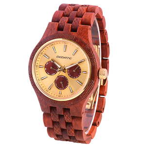 Montre-bracelet pour homme en édition limitée avec mouvement à quartz japonais, nouveau chronographe en bois d'olivier, boîtier en acier résistant à l'eau - Product Image 6