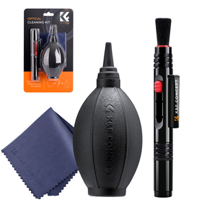 Kit de nettoyage pour appareil photo numérique K&F CONCEPT 3 en 1 : souffleur de poussière, stylo de nettoyage et chiffon en microfibre pour écran LED - Product Image 1
