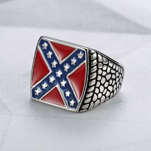 Anillo de Acero Inoxidable para Hombre con Diseño de la Bandera Confederada, Forma Geométrica, Patrón de Estrellas, Joyería de Regalo - Product Image 2