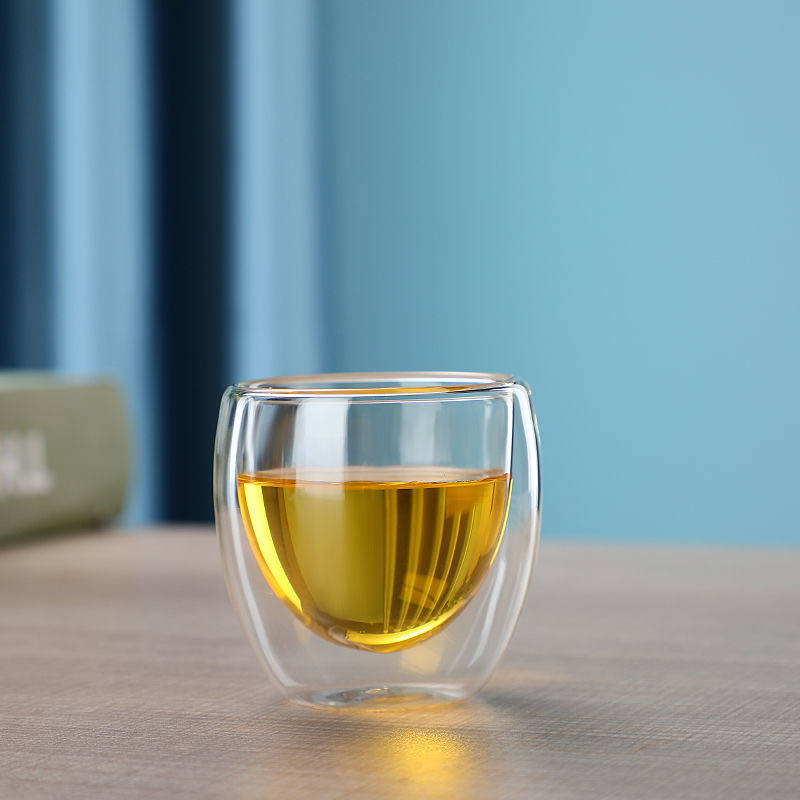 MODERN UNIQUE GLASSWARE DESIGN Double Wall Glass Coffee Mug with handle