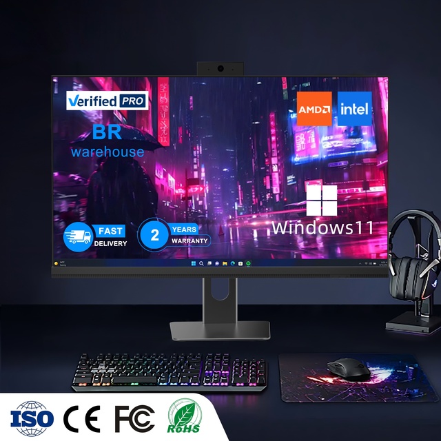 Wholesale 23.8 Inch AIO PC IPS LCD Touch Screen Gaming Computer with Core I3/i5/i7 DDR3 RAM Home Use Keyboard and Mouse