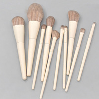 Ensemble de pinceaux de maquillage blanc perle, manche professionnel en bois, ensemble de pinceaux de maquillage synthétiques premium kabuki pour fond de teint, 10 pièces