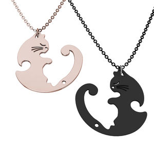 बिल्ली के लिए दोस्ती लटकन हार प्रेमियों जोड़ों दोस्तों हार 18k सोना मढ़वाया फैशन Jewelri - Product Image 3