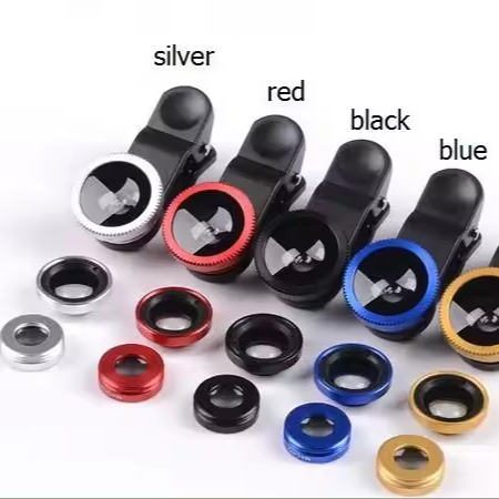 Smartphone Camera Adapter with Fisheye Wide-angle & Macro Lenses-Three-in-One Magnifying Glass for Selfie Photography