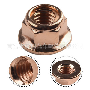 Écrous de blocage anti-desserrage Shuangxuan en acier plaqué cuivre hexagonaux pour fixations de têtes de bride automobiles – Vente en gros - Product Image 3