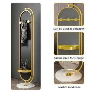 <span class=keywords><strong>Espejo</strong></span> giratorio de <span class=keywords><strong>cuerpo</strong></span> <span class=keywords><strong>completo</strong></span> independiente de longitud completa <span class=keywords><strong>con</strong></span> marco dorado de pie largo <span class=keywords><strong>con</strong></span> almacenamiento para sala de estar - Product Image 4