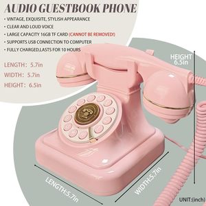 <span class=keywords><strong>Livre</strong></span> d'or audio pour l'enregistrement de messages de mariage par téléphone antique avec mémoire de 32 Go, boîte vocale et confession personnalisables - Product Image 5