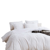 Ensemble trois pièces personnalisable de housse de couette et taies d'oreiller à motif ondulé style fleur coupée, en tissu brossé en fibre synthétique