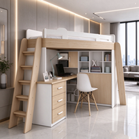 Meubles de dortoir pour étudiants, économiseurs d'espace, étagères modulaires, logement du personnel, lit mezzanine moderne en bois durable avec bureau