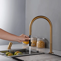 Robinet de cuisine moderne à double trou, mitigeur invisible extractible, séparation eau chaude et froide, robinet à vanne unique pour hôtels