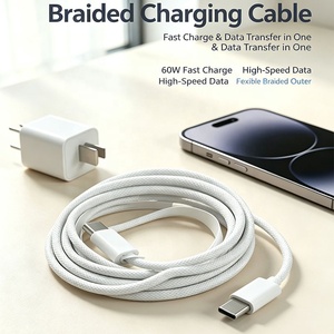 Câble USB-C tressé à charge rapide PD 60W, conducteur en cuivre pur, anti-casse, pour la charge et le transfert de données, compatible avec les modèles 18, 17, 16 - <span class=keywords><strong>Prix</strong></span> usine - Product Image 3