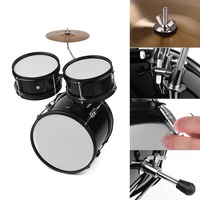 Kinder Junior Anfänger 3-teiliges Schlagzeug-Set Percussion Musikinstrument mit Becken Drumsticks Verstellbarer Hocker