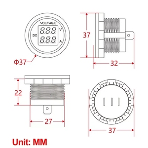 Kỹ thuật số điện áp Vôn kế Ampe kế hiển thị vòng màu xanh LED Bảng điều chỉnh Vôn kế DC 12V-24V điện áp kép <span class=keywords><strong>Meter</strong></span> cho xe hơi xe máy - Product Image 3