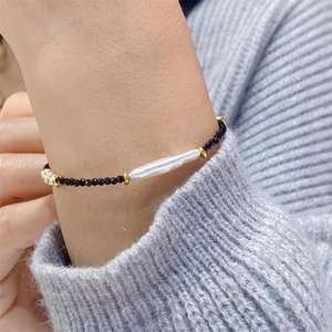 Zhizhen Baroque Freshwater <b>Pearl</b> <b>Bracelet</b> Black for Crystal Trendy Cool Fashionable Design Niche Number Pattern China Model - Product Image 3