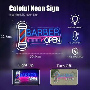 Letrero LED de Neón Abierto para Barbería, con USB y Regulable, para Exhibición en Ventana, Salón de Belleza, Barbería, Sala de Estar, Tienda, Decoración de Pared - Product Image 2