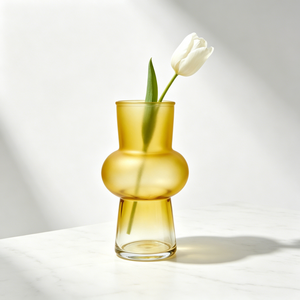 Vase en verre Bulb, vert et jaune, sur pied, transparent, haut, pour la décoration de la maison et des tables de mariage, vase à fleurs en verre moderne et luxueux - Product Image 1