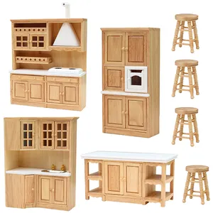 1:12 Wooden Dollhouse Miniature Furniture Kitchen sets in Nature Wood colour