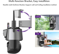 Icsee kamera dasbor tiga lensa 9MP, kamera luar ruangan 4K wifi penglihatan malam warna-warni Kamera CCTV PTZ 360 AI zoom 8X