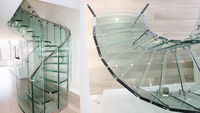 Escalier en spirale en verre de haute qualité 2026, best-seller / Escalier en bois avec marches LED, escalier en arc