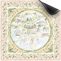Tapis de jeu de Mahjong carré, motif floral et animalier imprimé, base en caoutchouc antidérapante, écologique et durable