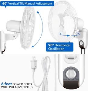 Ventilador de montaje en pared clásico de 16 pulgadas, unidad mecánica de refrigeración de aire eléctrica con controles de cable de extracción fácil, ventiladores de montaje en pared para el hogar - Product Image 5
