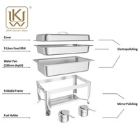 Plats en acier inoxydable 9L pour service hôtelier Buffet Chauffe-plats pour soupes