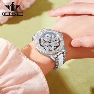 Reloj OUPINKE 3279 para Mujer, Reloj de Cuarzo de Lujo con Diamantes, Importado de Suiza, Elegante Reloj de Mujer con Cerámica Giratoria en Oro Rosa - Product Image 3