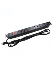 PDU italien 19 pouces 1U avec interrupteur, certifié CE ROHS, protection contre les surtensions 6-12 voies, distribution d'alimentation 250VAC 50/60HZ, alliage d'aluminium