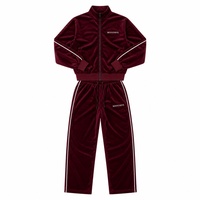Ensemble de survêtement d'hiver pour homme en velours avec veste zippée et pantalon de jogging ample, 100 % polyester, logo brodé, design personnalisé, OEM ODM